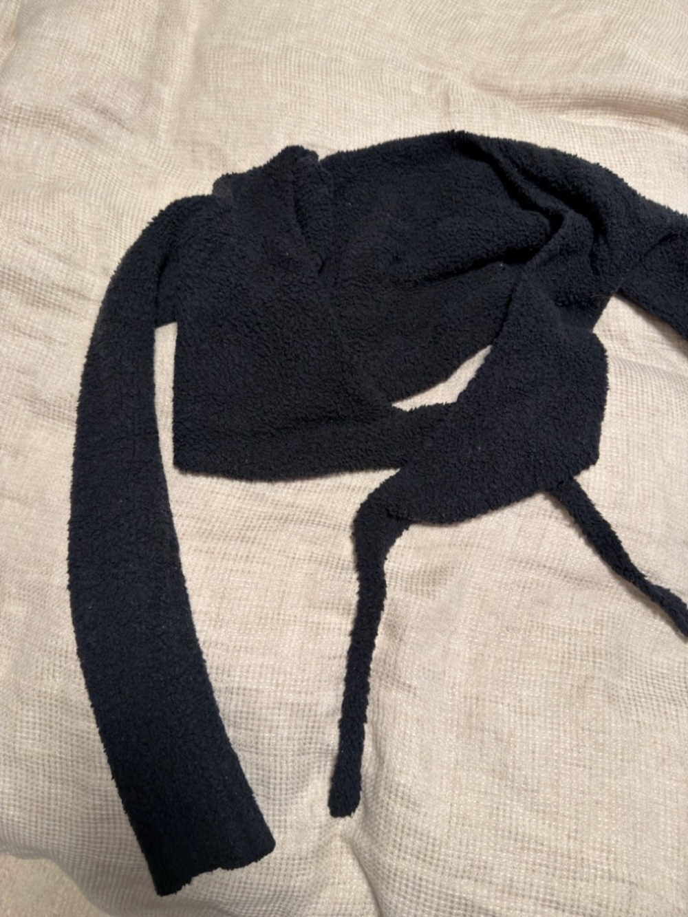 SKIMS BLACK TEDDY SET Cozy Black Fuzzy Wrap Cardigan